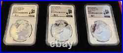 2023 40TH Anniversary 3 COIN Set China Panda Series Pure Silver Signed By Fang