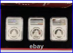 2023 40TH Anniversary 3 COIN Set China Panda Series Pure Silver Signed By Fang