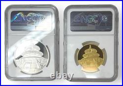 2023 China 40th Anniv. Panda Set 1oz Gold, 30g Silver, NGC PF70 (FDI) Tong Fang