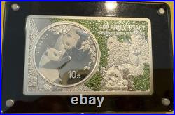 2023 China Panda 40th Anniversary Silver Set Coin with a 2 oz Bar