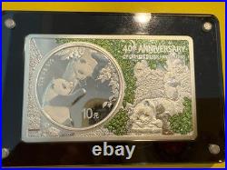 2023 China Panda 40th Anniversary Silver Set Coin with a 2 oz Bar