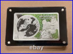 2023 China Panda 40th Anniversary Silver Set Coin with a 2 oz Bar