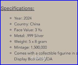 2024 CHINA Lunar New Year celebration 5x8 gram Silver Coin in Rare OGP BOX SET