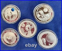 2024 China Moon Festival Panda Legacy Set 2020-2024 5x 1oz. 999 Silver With COAs