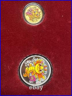 2024 Chinese Gold Coin Set, 3 Gram Gold, 15 Gram Silver, Yr Of The Dragon