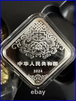 2024 Chinese Lunar New Year Celebration Good luck 8g silver 1 Gram gold Coin Set