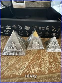 2024 Djibouti Silver Pyramids of Giza 3D Shaped Coin Set 6 Oz total