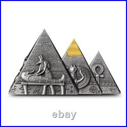 2024 Djibouti Silver Pyramids of Giza 3D Shaped Coin Set 6 Oz total