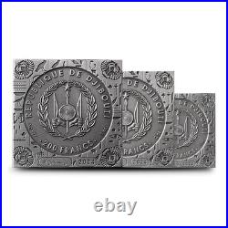 2024 Djibouti Silver Pyramids of Giza 3D Shaped Coin Set 6 Oz total