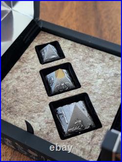2024 Djibouti Silver Pyramids of Giza 3D Shaped Coin Set 6 Oz total