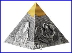 2024 Djibouti Silver Pyramids of Giza 3D Shaped Coin Set 6 Oz total