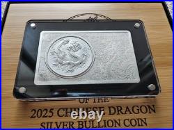 2025 CHINESE SILVER DRAGON COIN IN A BAR 2 Oz + 1 Oz Set Coin 10 Yuan COA#0918
