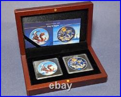 2025 China 2 x 1 Ounce Silver 10 Yuan Chinese Dragon Day & Night Set OGP ST