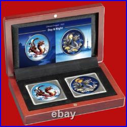 2025 China 2x10 Yuan Dragon Great Wall Night&Day color 2x1oz Silver ONLY 888Set