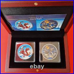 2025 China 2x10 Yuan Dragon Great Wall Night&Day color 2x1oz Silver ONLY 888Set
