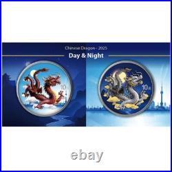 2025 China Chinese Dragon Day & Night Color 2 x 1 oz Silver Coin Set 888 Mintage