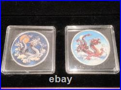 2025 China Chinese Dragon Day Night Colorized 1 oz Silver 2-Coin Set Mintage 888