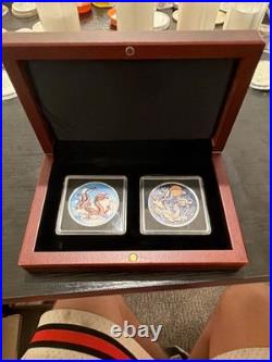 2025 China Dragon Day and Night Two Coin Set 1oz 999 Silver BU in Box with COA