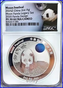 2025 China Panda Moon Festival Legacy Set 2 oz Silver 2020 Design NGC PF70 UC