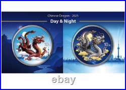 2025 Chinese Dragon Day & Night Colorized 2 x 1oz Silver Coin Set 888 Mint