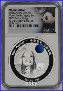 2025Z China 2oz Silver Moon Festival Panda Legacy Set Colorized NGC PF70 Ultr