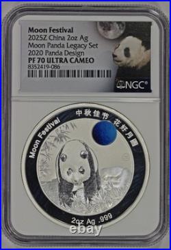 2025Z China 2oz Silver Moon Festival Panda Legacy Set Colorized NGC PF70 Ultr