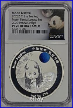 2025Z China 2oz Silver Moon Festival Panda Legacy Set Colorized NGC PF70 Ultr