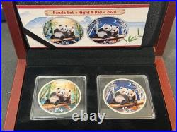 2026 2 x 30 Gram. 999 Silver China 10¥ Panda Night & Day Colorized Coin Set