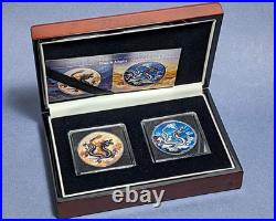 2026 China 2 x 1 Ounce Silver 10 Yuan Dragon Day & Night Coin Set OGP COA STOCK