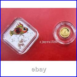 2026 China New Year Fu 1g. 999 Gold 8g. 999 Silver 10+3 Yuan 2-Coin Set Box COAs