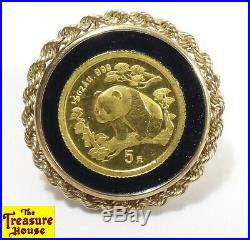 24K Pure Gold Bullion China Panda 9-Coin Onyx Accent 14K Earrings & Bracelet Set