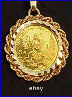 24KT Gold PANDA COIN, Bezel Set Pendant with 18KT Solid Gold 24 Fancy Link Chain