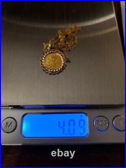24KT Gold PANDA COIN, Bezel Set Pendant with 18KT Solid Gold 24 Fancy Link Chain