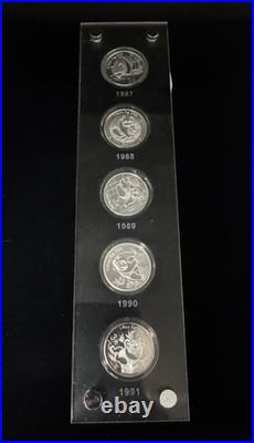 25th Anniv Panda 1/4oz. Ag Set'82-'07 with Cert. Of Auth + Prosperity Medallion