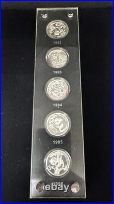 25th Anniv Panda 1/4oz. Ag Set'82-'07 with Cert. Of Auth + Prosperity Medallion