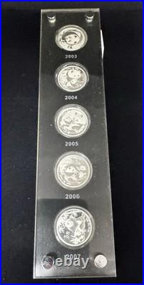 25th Anniv Panda 1/4oz. Ag Set'82-'07 with Cert. Of Auth + Prosperity Medallion