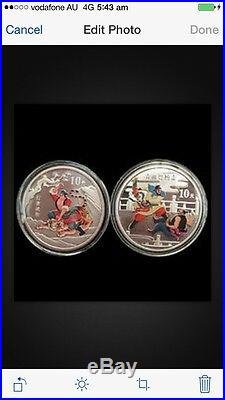 2pc 2010 china outlaws of the marsh. 2nd issue silver coin set