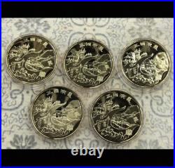 2sets x 1993 5pc china romance of three kingdom gilded copper medal coin set