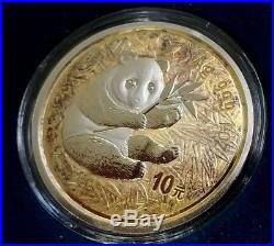 3 Coin Box Set 2000 Selectively Gold Plated China Panda 10 Yuan Silver 18083