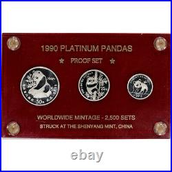 3-pc. 1990 China Platinum Panda Proof Set Gem Proof