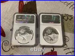 3 pcs china panda moon festival 1,2 & 10 Oz Silver Coins Set Withngc Pf70 Box/coa