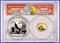 $30 OFF! 2016 Panda 50Y Gold and 10Y Silver Bimetallic Collectors Set MS69