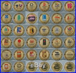 32 pcs All previous Olympic Gold Colour Badge Coin All Set 1896-2020