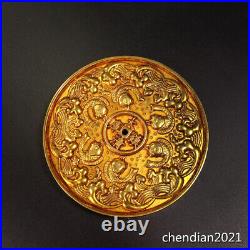 4 China antique copper Gilt copper Relief craftsmanship Large qian coin set of