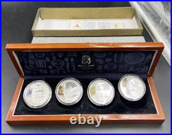 4 Coin 1 Oz Silver 2008 Beijing Olympics Coin Set with Box COA Great Wall & Palace