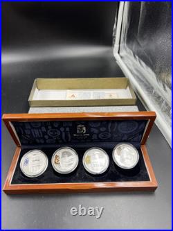 4 Coin 1 Oz Silver 2008 Beijing Olympics Coin Set with Box COA Great Wall & Palace