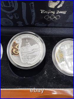 4 Coin 1 Oz Silver 2008 Beijing Olympics Coin Set with Box COA Great Wall & Palace