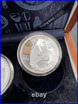 4 Coin 1 Oz Silver 2008 Beijing Olympics Coin Set with Box COA Great Wall & Palace