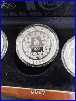 4 Coin 1 Oz Silver 2008 Beijing Olympics Coin Set with Box COA Great Wall & Palace
