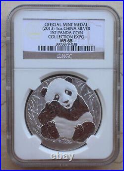 4 Pcs x NGC China 30g Silver Panda Medals Set Coin Collection Expo